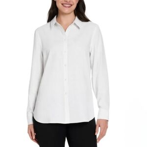 Ted Baker Linen Blend White Blouse  Women's Size XL Long Sleeved New!